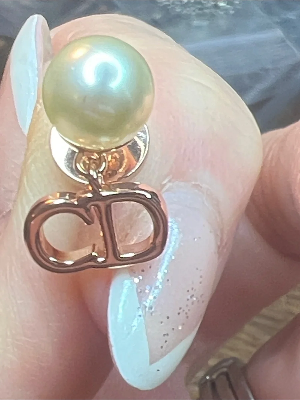 Pearl Stud Earrings with Rose Gold Bow Accent - White Pearl